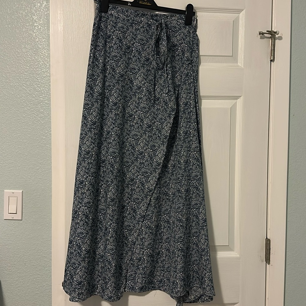 Lulus Tempest Navy Blue Print Wrap Maxi Skirt